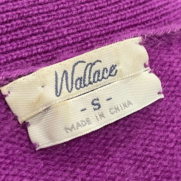 Madewell Wallace Merino Wool Purple Button Down Cardigan Sweater Elbow Patches S - Picture 2 of 11